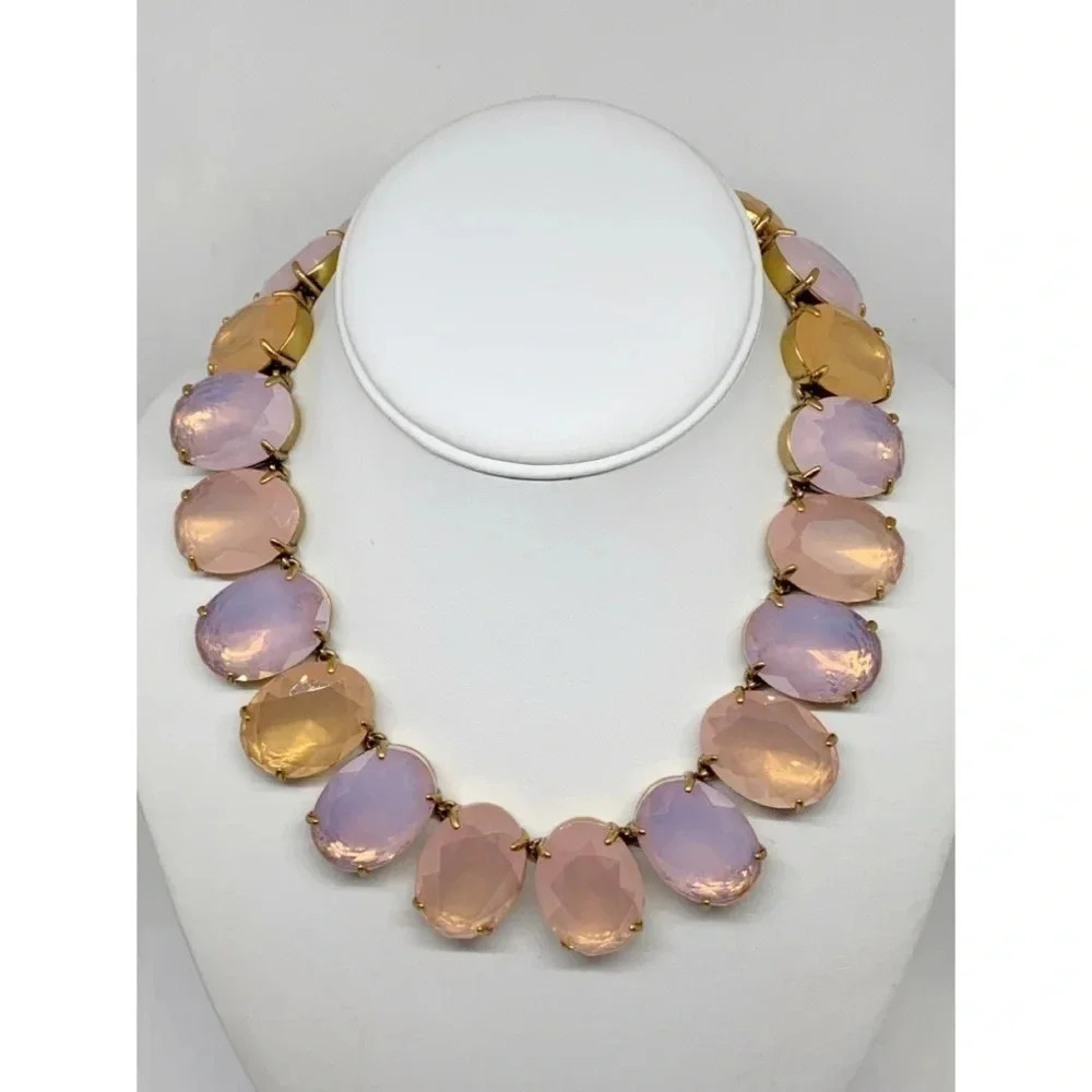 J. Crew Iced Quartz Peach & Pink Necklace